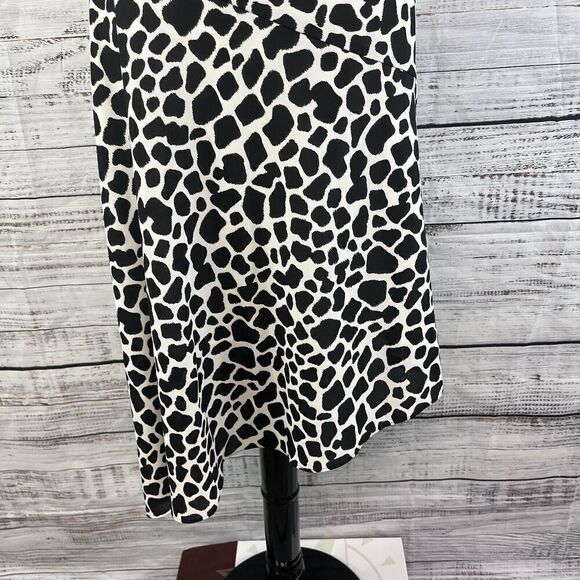 INC International Concepts Skirt sz 12 Black Ivory Giraffe High Low A Line Midi - Picture 5 of 12